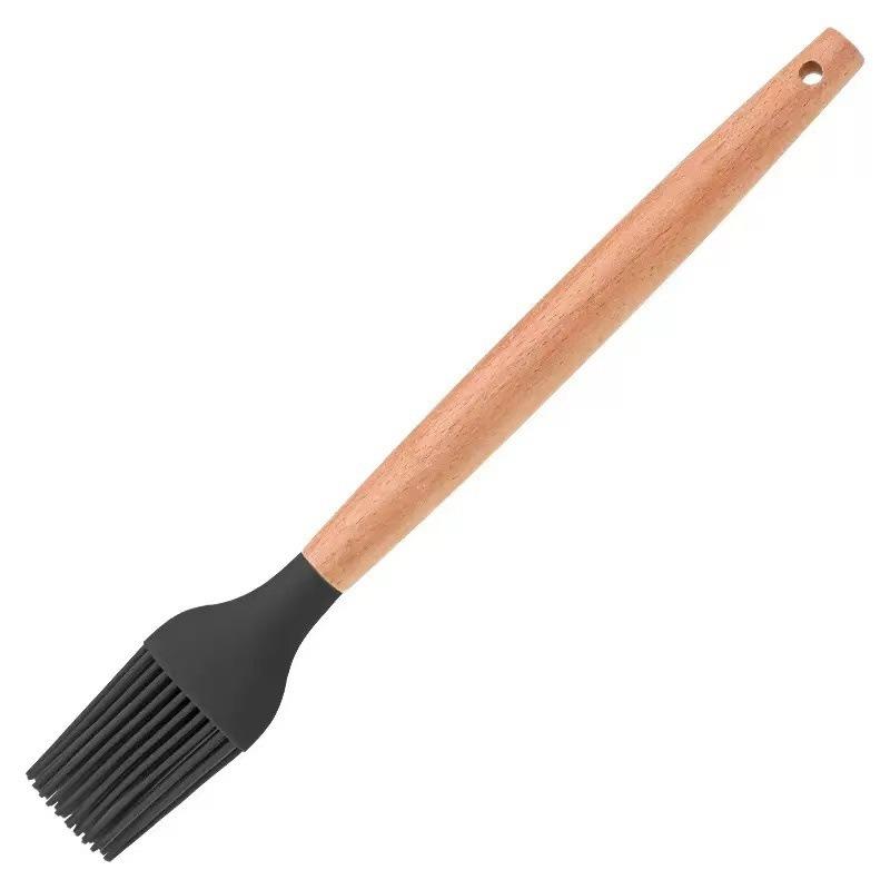 Detachable Silicone Basting Brush For Baking BBQ Oil Application Food Grade Heat Resistant Pastry Brush With Wooden Handle