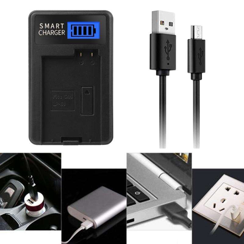 LCD USB LP-E8 Battery Charger Replacement for EOS 550D, EOS 600D, EOS 650D, EOS 700D, EOS Kiss X4 Camera Battery