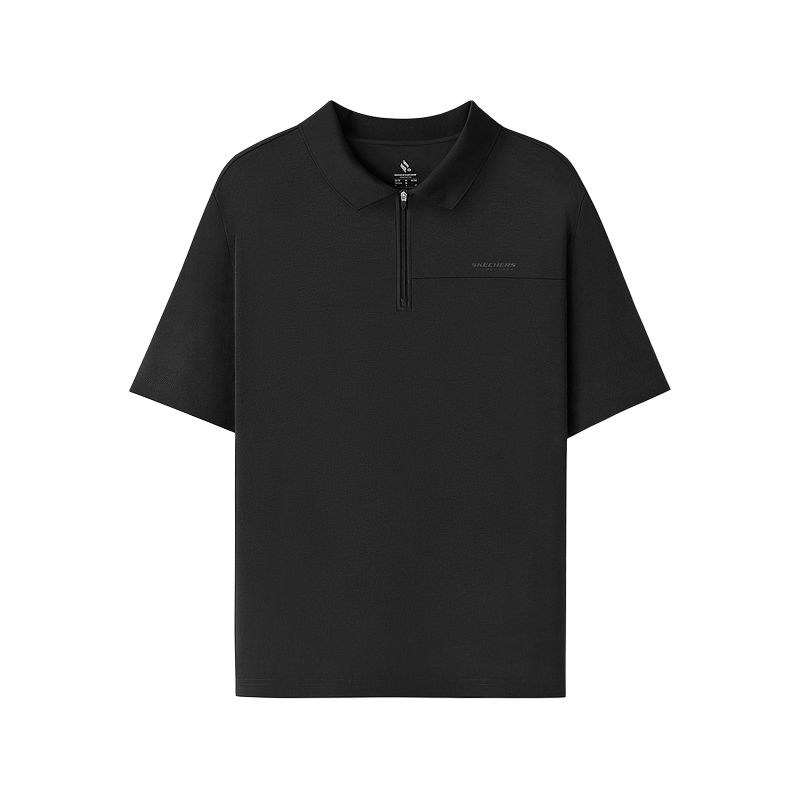 Skechers Loose Breathable UV Resistant Short Sleeve Polo Shirt Men Tops Deep-Night-Black L225M037-03B6