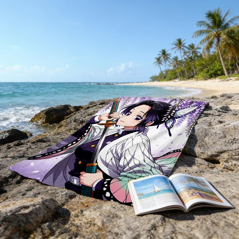 1pc Demon Slayer2 Beach Towel, Beach and Seaside Swimming Pool Equipment, Fashion Pattern, Rectangular, Travel Essentials