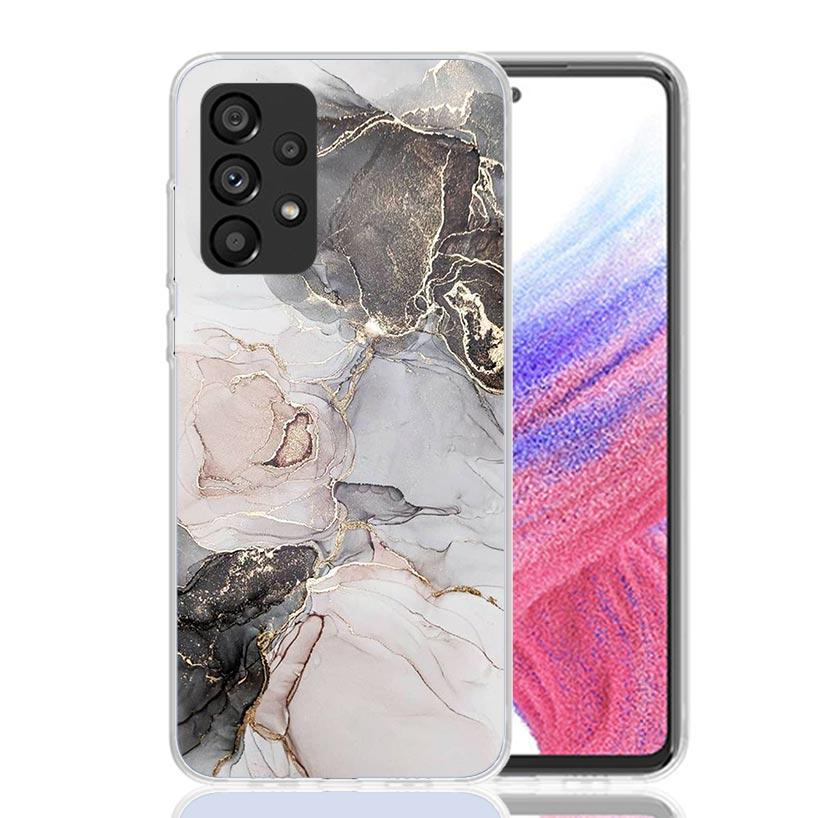 Fashion Gold Pink Geometric Marble Case Phone Cover for Samsung Galaxy A17 A16 A15 A14 A13 A56 A55 A54 A53 A36 A35 A34 A33 A26 A