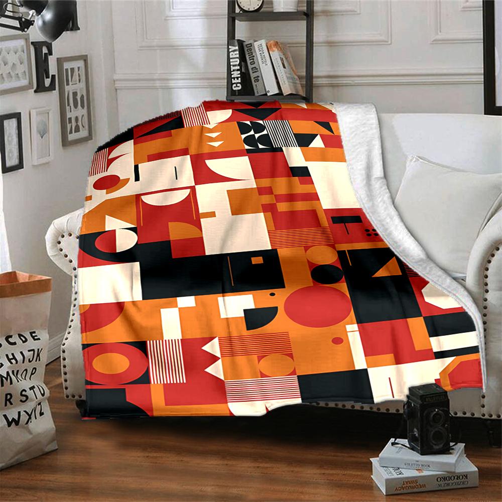 Abstract Geometric Composition Blanket Soft Throw Blanket For Home Bedroom Bed Sofa Travel Office Solid Christmas Blanket