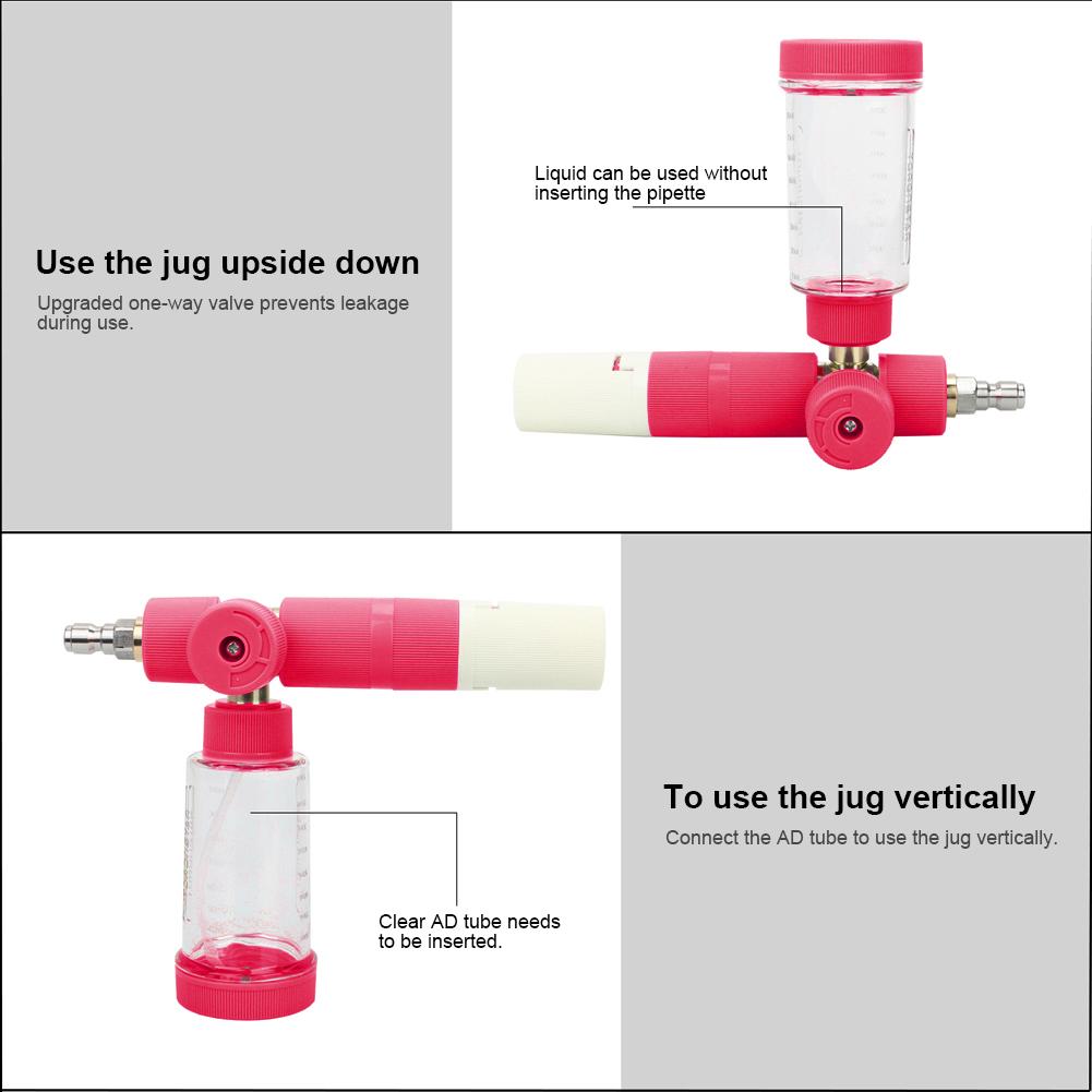 100ml Car Water Foam Pot w/ 1/4 Inch Quick Connector Soap Foam Spray Bottle Adjustable Cars Wash Foam Sprayer Car Cleaning Tools