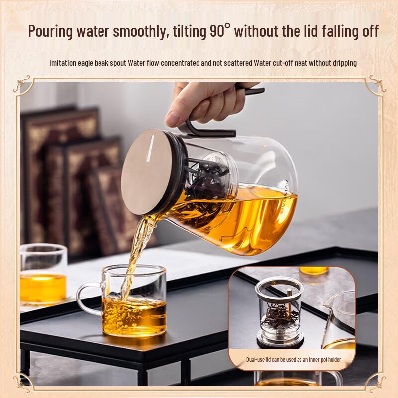 BVGMAV Magnetic Detachable Glass Tea Infuser Teapot