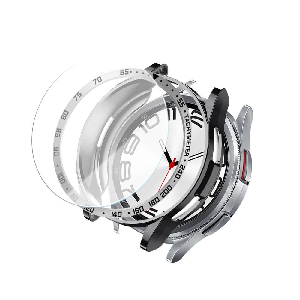 Tempered Glass+Bezel+Case for Samsung Watch 6 Classic 43mm 47mm Cover TPU Bumper All-Around Protector Clear Scratch Screen Shell