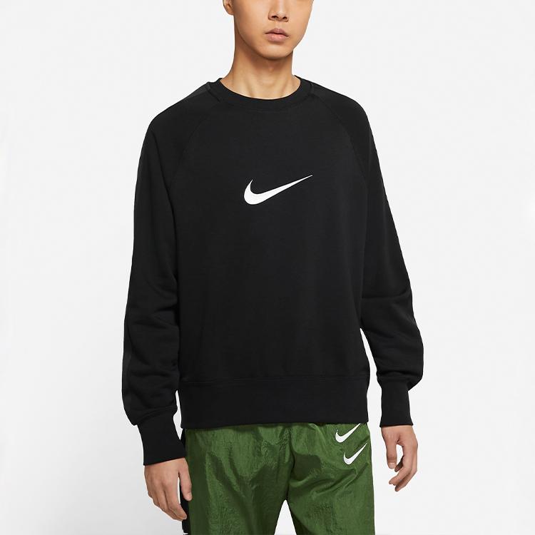Nike Sportswear Swoosh Casual Long Sleeve Crew Neck Sweatshirt Men Tops Black DA0087-010