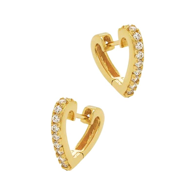 925 Silver Ear Needle Exquisite Heart Pendant Hoop Earrings Fashion Geometric Zircon Stud Earrings Women's Fine Jewelry