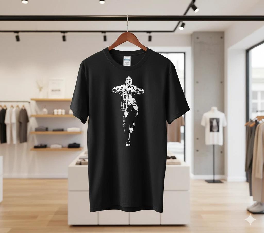 Vintage Rock Singer Dancing Silhouette Black T-Shirt Unisex - T141
