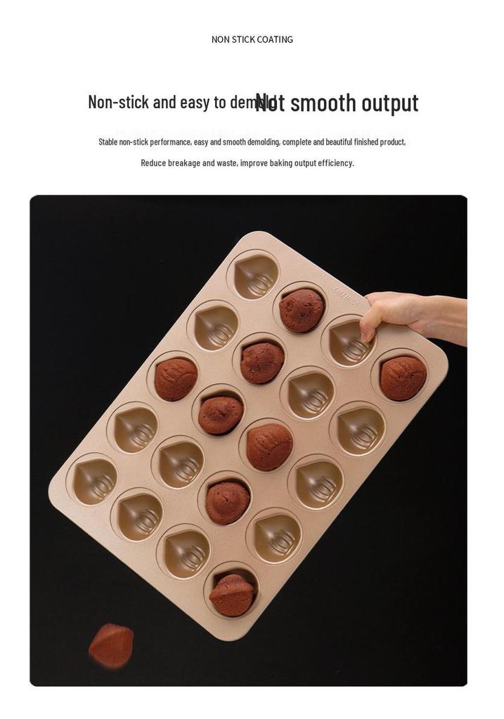 Xuechu 20-Cavity Non-Stick Madeleine & Chestnut Cake Baking Pan