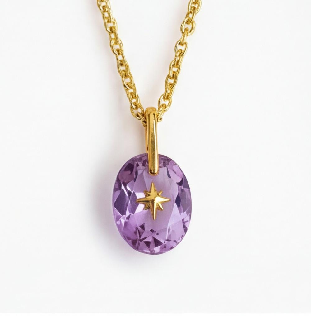 Retro Style Natural Stone Twelve Birthstones Polaris Items Fall Titanium Steel Furnace Vacuum Electroplating Gold-Plated Gold