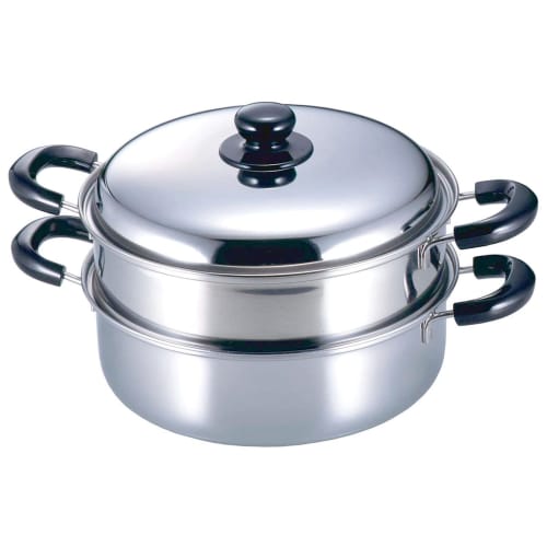 Shimomura Kihan Steamer, 26cm, Made In Japan, Induction Compatible, Stainless Steel, Two-Tier Steamer, Easy Steaming for Vegetables, Tsubame-Sanjo, Pr