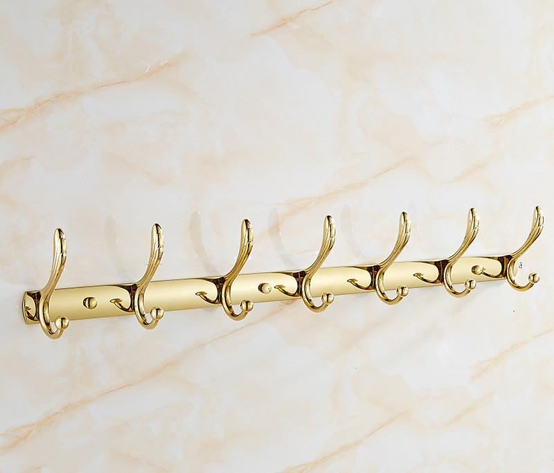 Wall Mounted Gold Bathroom Hooks Clothes Hat Hook Row Vintage Robe Hook Bathroom Robe Hook Bath Hardware Set Kitchen Hanger
