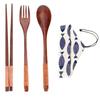 3 Pcs/Set With Thread Wooden Chopsticks Set Reusable Portable Tableware Set  Home Use