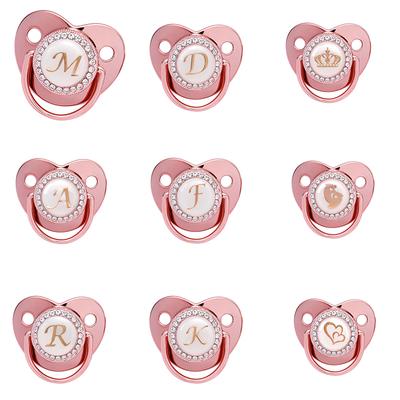Nome Lettere iniziali Ciuccio per neonato Ciuccio in silicone per neonato Capezzolo per neonato in oro rosa BPA Ciuccio per neonato gratuito 0-24M