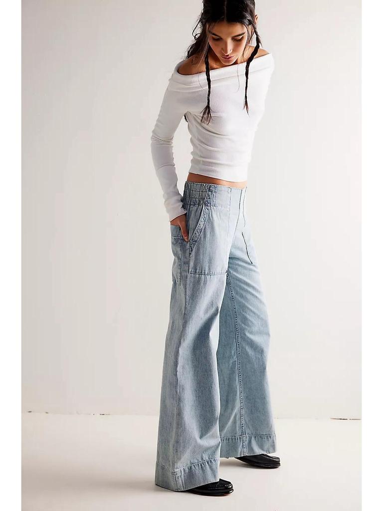 Jeans a zampa in denim da donna europei e americani - Dimagranti e vestibilità ampia