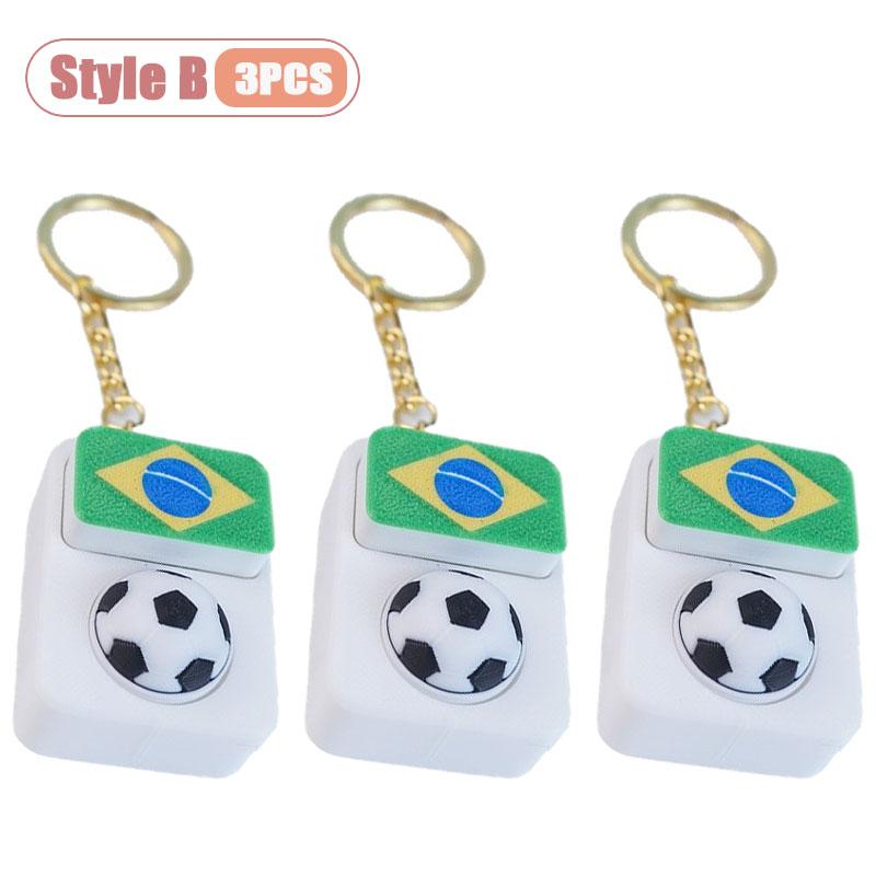 1-10PCS Soccer Fan Collectible Keychain Spinning Clicker Stress Relief Fidget Toy with Flag Pendant Memorial Gift