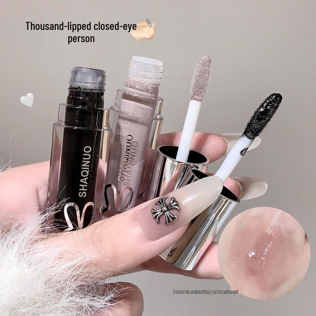 Lucidalabbra Morbido e Leggero SHAQINUO: Lucidalabbra Specchio Acquoso in Nero, Argento, Grigio, Nude - Colore Labbra Perfetto per Studenti.