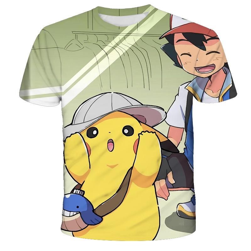 2026 Summer New Pikachu Animation T-shirt 3D Printing Unisex Children's Casual Fashion Cute Daily Street T-shirt Top
