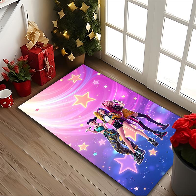 Kpop Dämonenjäger Teppich Ideal für Lesezimmer, Mehrzweck-Bürostuhl Sofa Teppich, Rutschfester Bedruckter Heimteppich