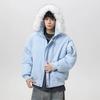 Winter Thickened Warm Couple Puffer Coat Unisex Hooded Parka With Fur Trim