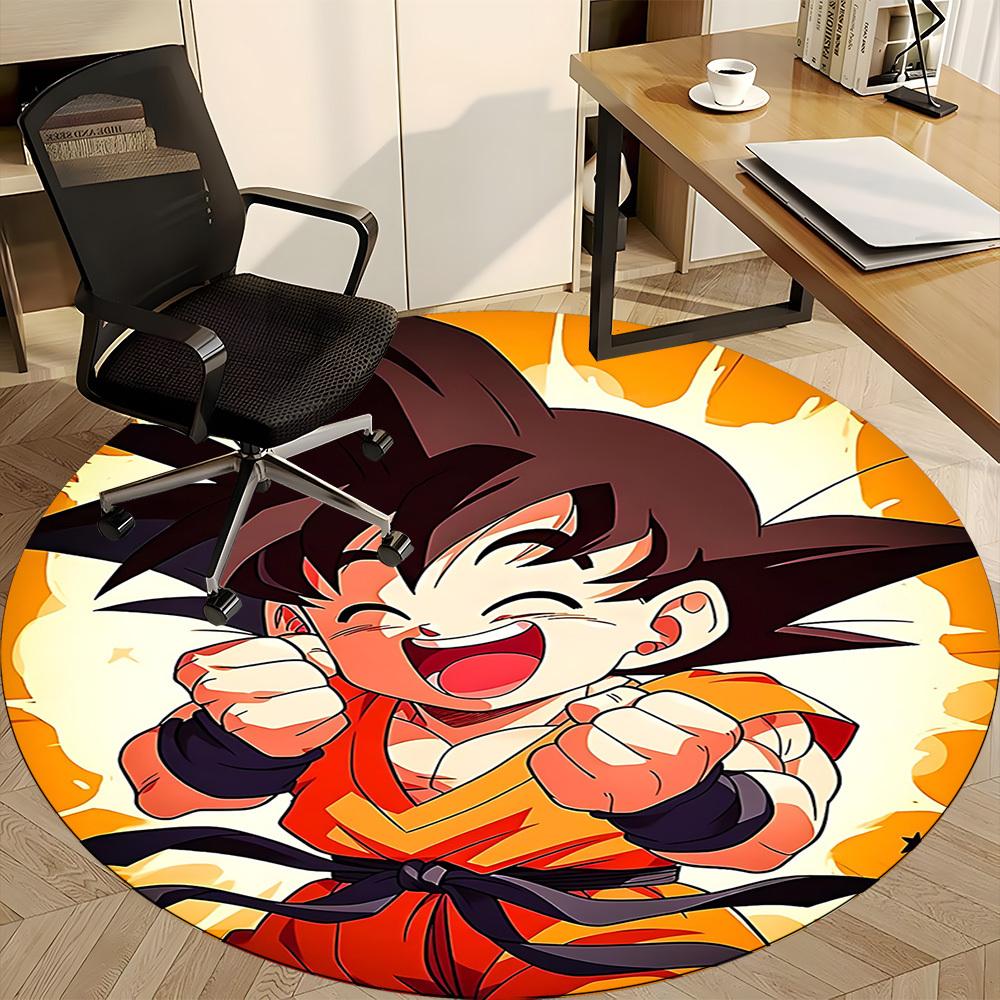 1pc Dragon Ball Goku Power Office Round Area Rug, Under Office Chairs Bedroom Living Room Home Decor, Available in Various Sizes