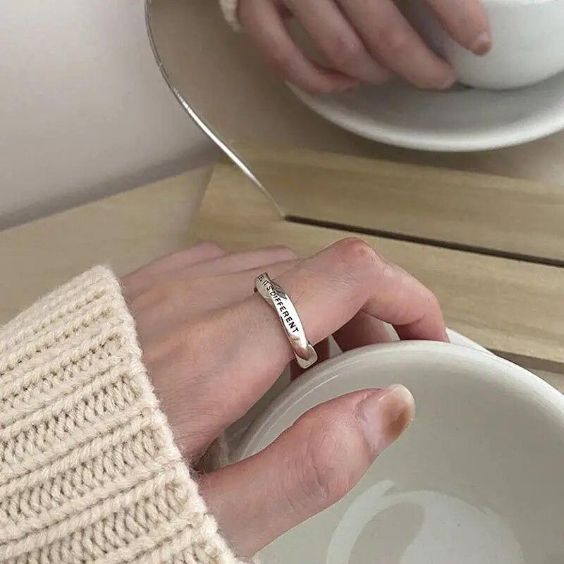 YIZIZAI Simple Make A Wish Matte Letter Ring for Women Men Retro Creative Opening Silver Color Finger Rings Party Jewelry Gifts