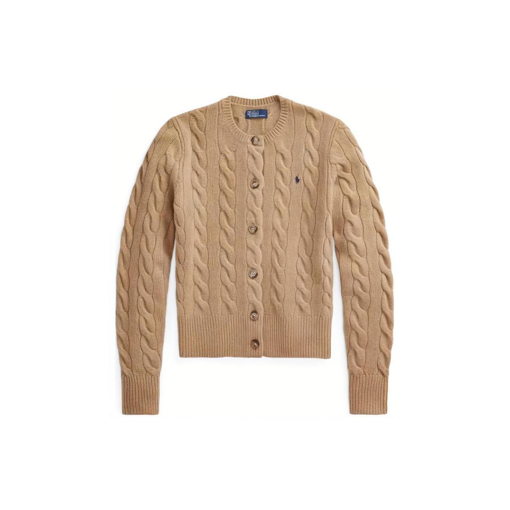 Polo Ralph Lauren Cable-Knit Wool-Cashmere Cardigan Solid Color Cable Knit Crew Neck Single-Breasted Long Sleeve Sweater WMPOSWENDW20161