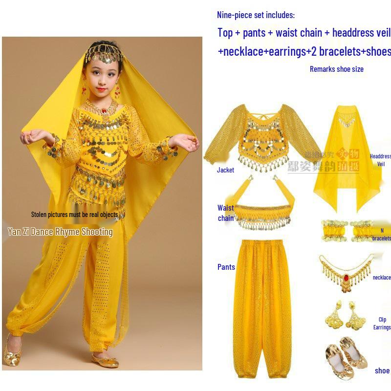 Children's Xinjiang Ethnic Dance Costume for Girls - Toddler Belly Dance Performance Outfit