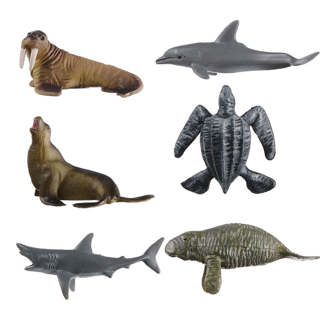 (Precious memory)Simulated Marine Animal Figure Model Shark Dolphin Children Toys 12Pcs