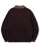TRILLION Leather Patchwork Velvet Cardigan Knit_Purple Brown