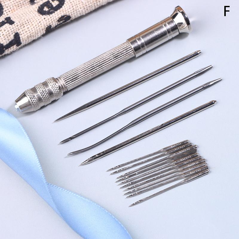 Leather Sewing Awl Repair Kit Replaceable Punch Stitching Needles With Awl Handle For Shoes Stitching Diy Leathercraft