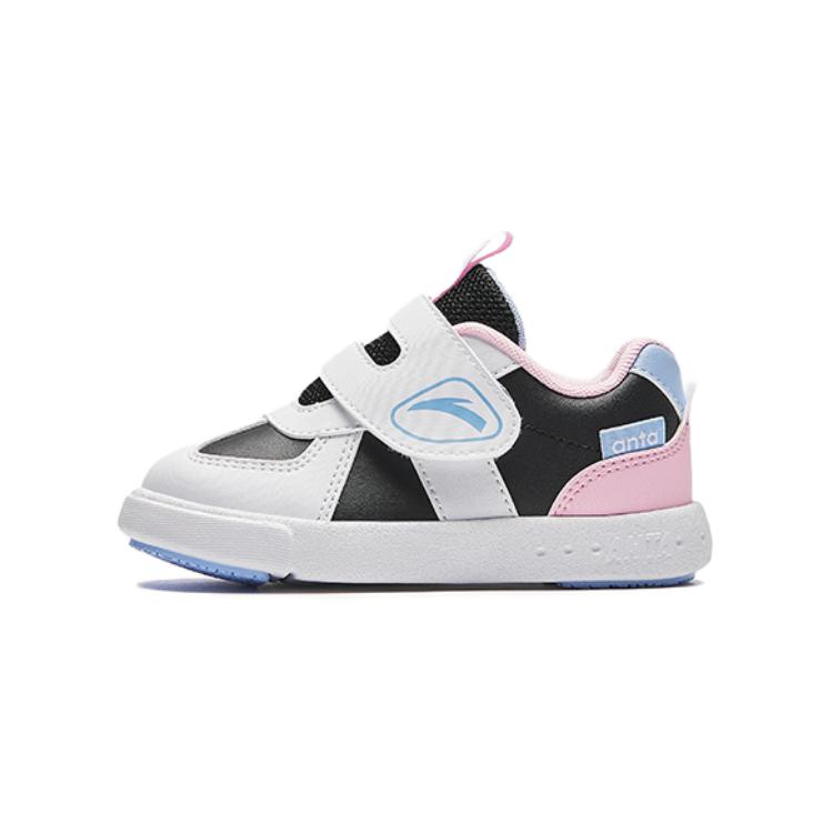 

Anta Kids Synthetic Leather Comfortable Soft Sole Shock Absorbing Wear Resistant Low Top Walking Shoes Baby Shoes Black White Pink A22430004-2 21