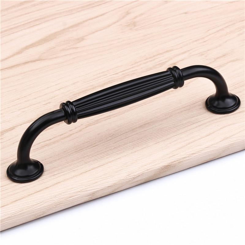 Black Durable Aluminum Alloy 96/128mm Single Hole Door Handle for Furniture Drawer Kitchen Cupboard Cabinet Drawer Pull Knobs