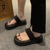 Thick-bottomed Muffin Set Toe Slippers Women's Summer Outer Wear Advanced Sense Open-toed Small Person Increases Height, Beach Pinch Feet Cool Slipper