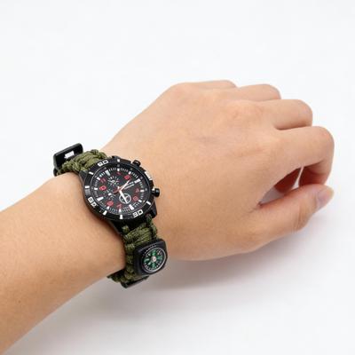 Outdoor Survival Tools Paracord Whistle Compass Watch