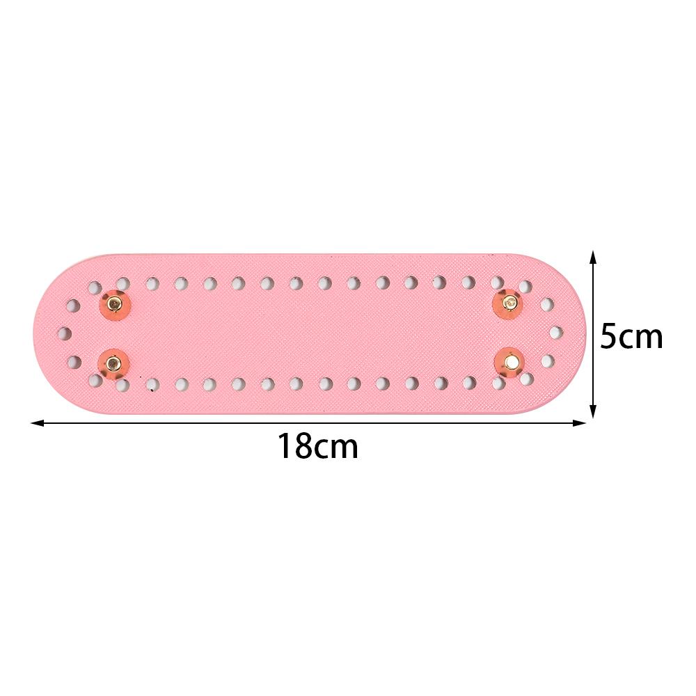 Pink Oval Round Bottom Long PU leather Bag Base With Holes For DIY Handmade Knitted Crochet Bags Universal Bottom Accessories