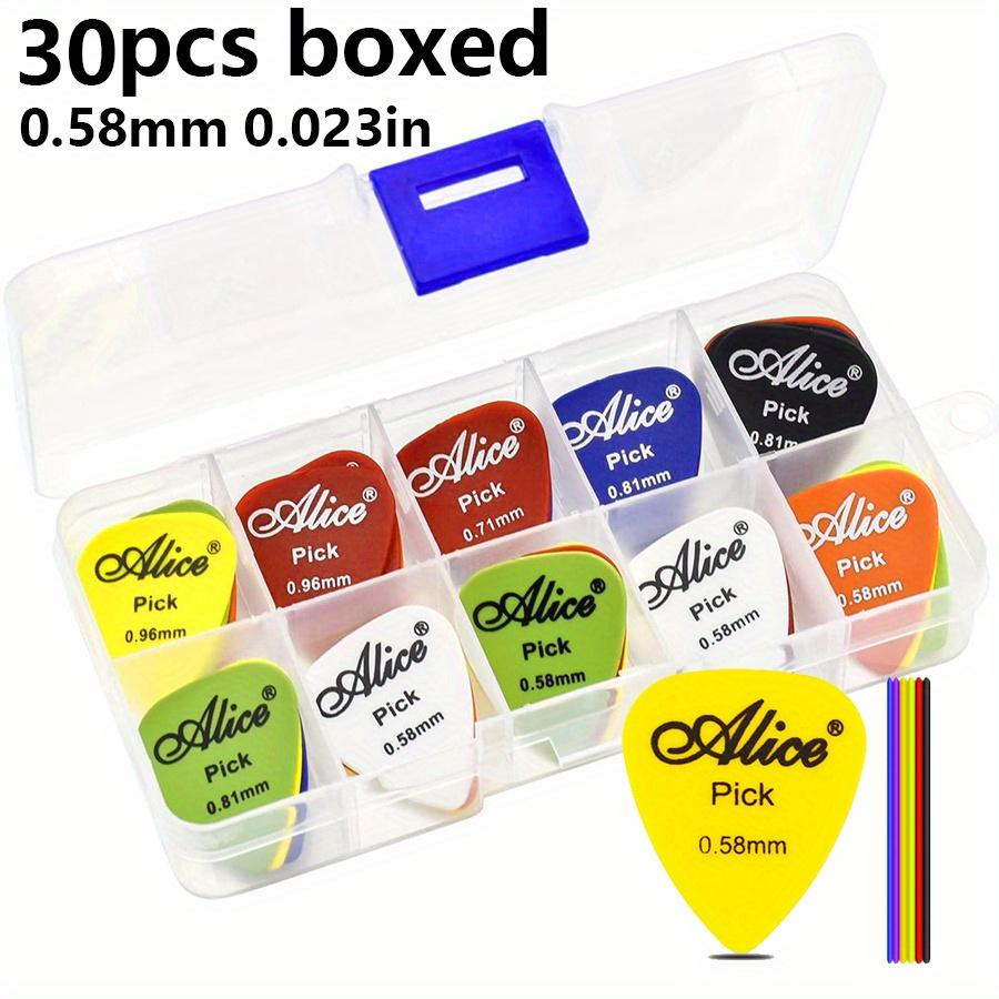 30pcs Alice Guitar Picks Set Varying Thickness from 0.58mm To 1.50mm Durable Plastic Picks with a Transparent Storage Case JXB