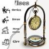 Desk Clock Table Clock with Maritime Brass Compass Victoria London Nautical Brass Table Clock