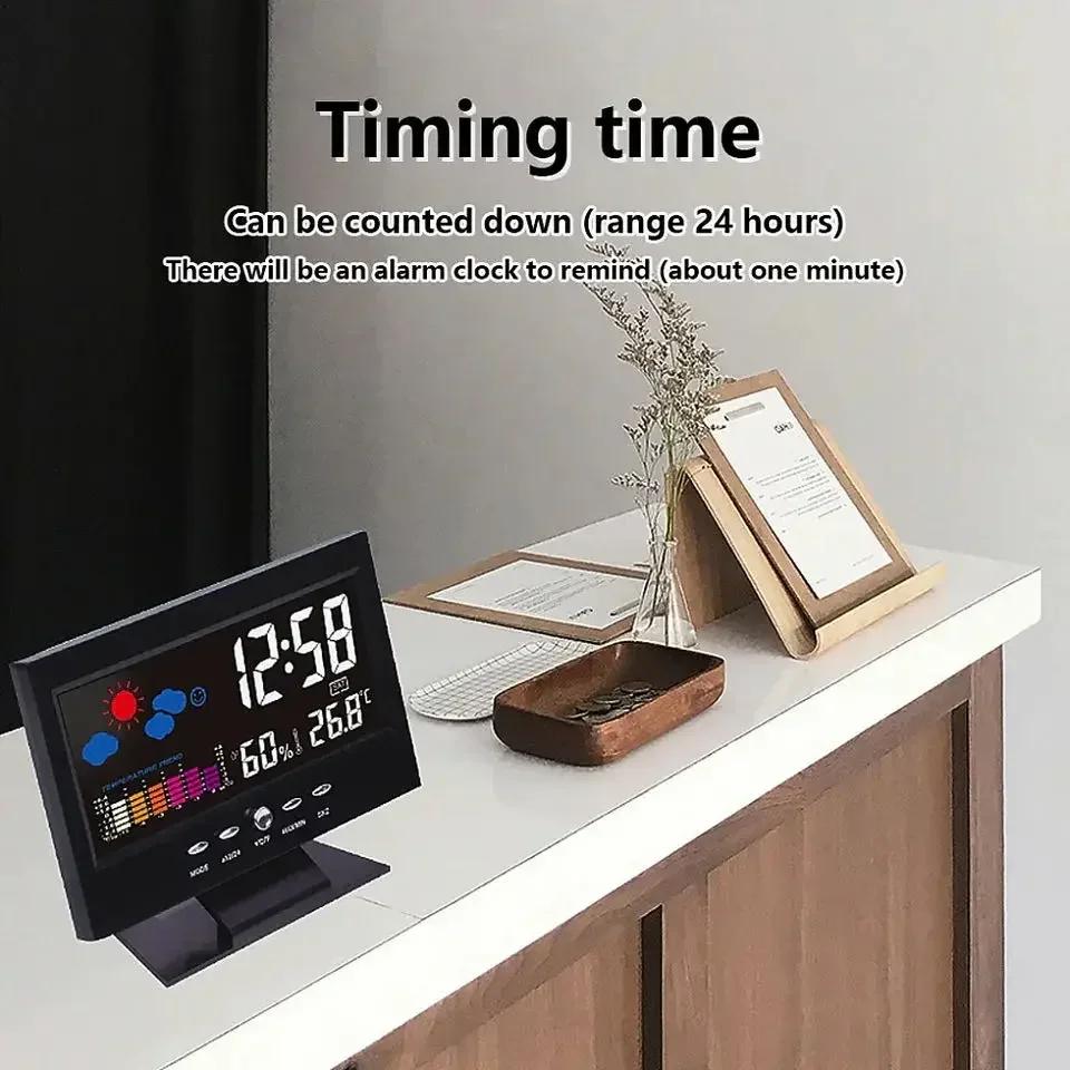 Voice-controlled Weather Clock Digital Display Electronic Temperature and Humidity Meter Household Creative Perpetual Calendar