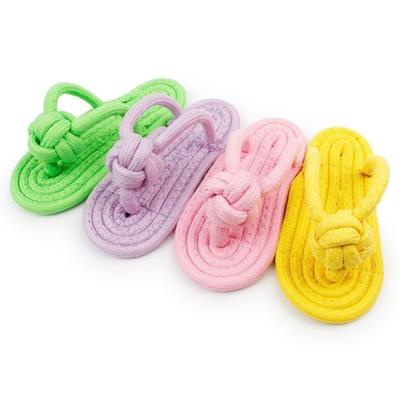 Handmade Braided Cotton Rope Dog Toy Slipper for Small Puppies Chew Resistant Dental Cleaning Teeth Healths Playing Fun