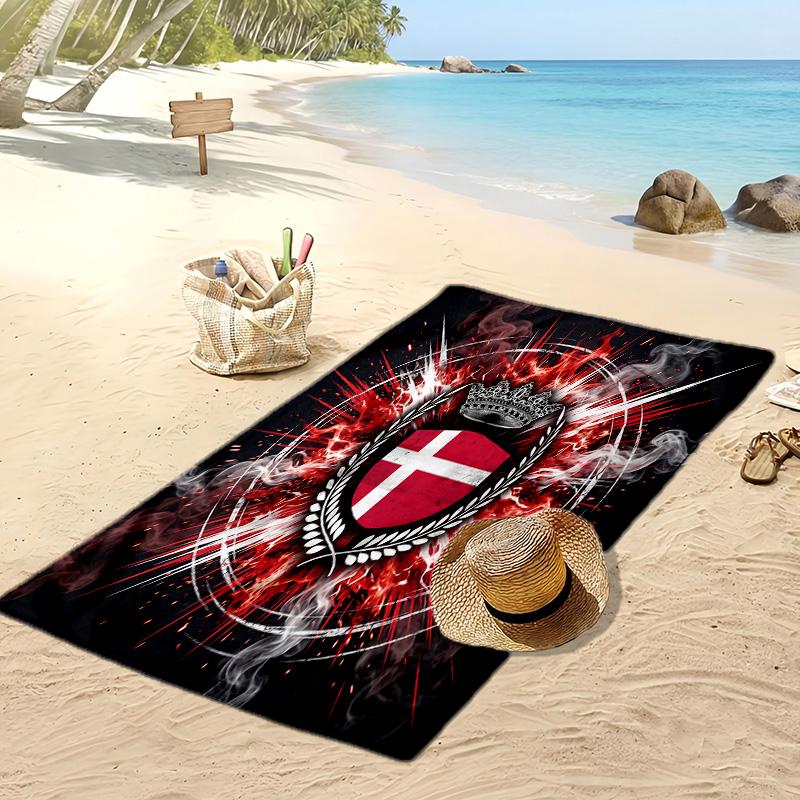 Denmark Football Print Beach Towel Quick Dry Super Absorbent Soft Bath Towel for Swimming Beach Travel Fan Souvenir Gift