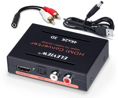 ELEVIEW HDMI Audio 4K Optique Compatible avec PS4 Nintendo Fire TV Optique SPDIF Audio Numérique Pas d'Alimentation Séparateur, HDCP1.4, Numérique, G/D