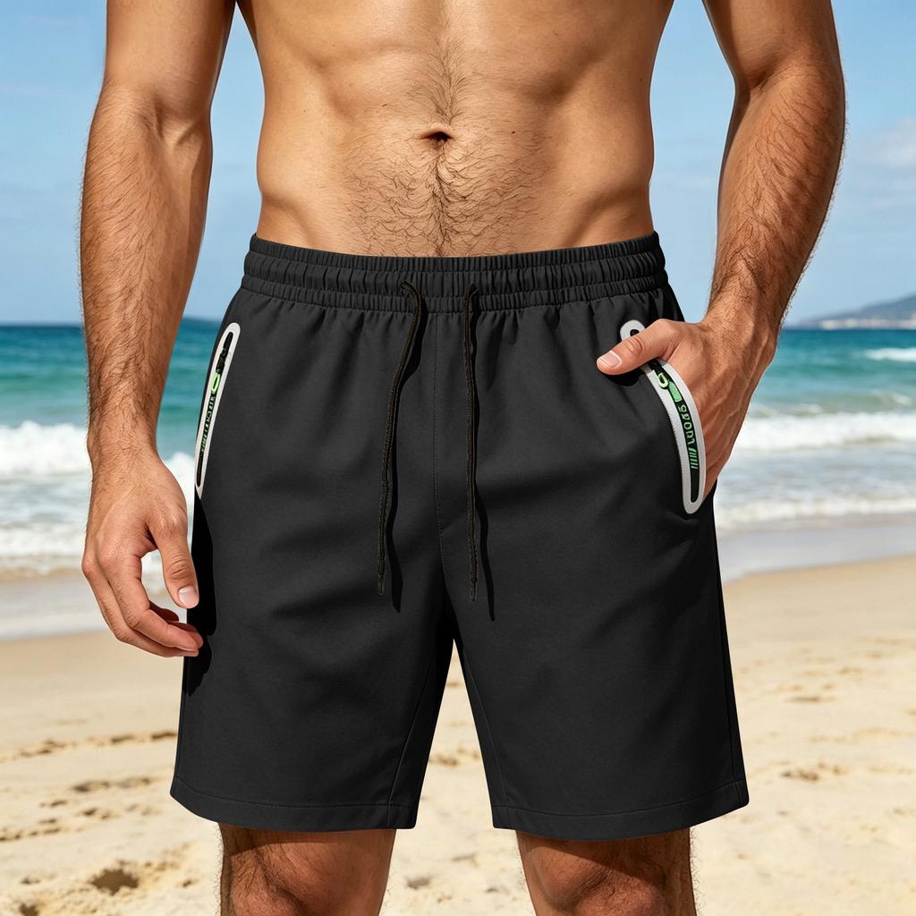 Men's Lightweight Breathable Quick Dry Shorts Loose Fit Elastic Waist Five Inch Length Straight Leg Casual Sportswear