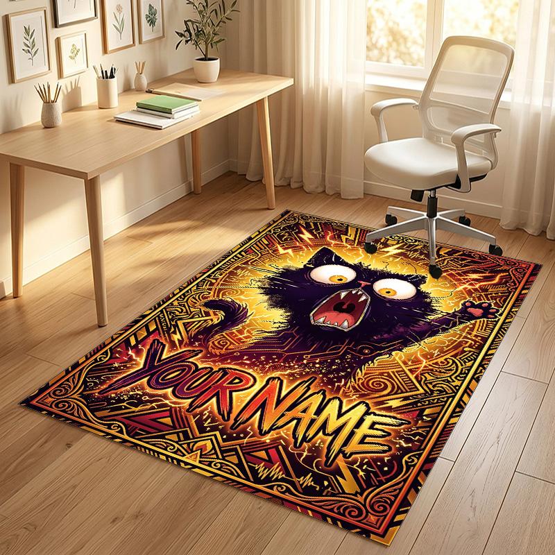 Eagle Skull Theme Soft Crystal Velvet Rug Custom Name & Text Print Non Slip Floor Rug for Bedroom Living Room