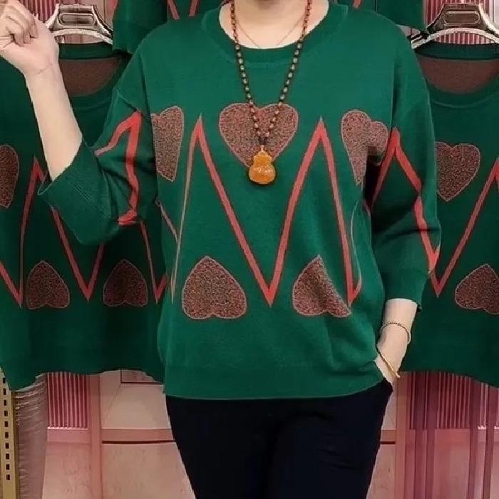 Taoxin 7/4-Ärmel Lockeres Oberteil Mutter Damenbekleidung Sommer Vielseitiger und Modischer Stil zur Altersreduzierung