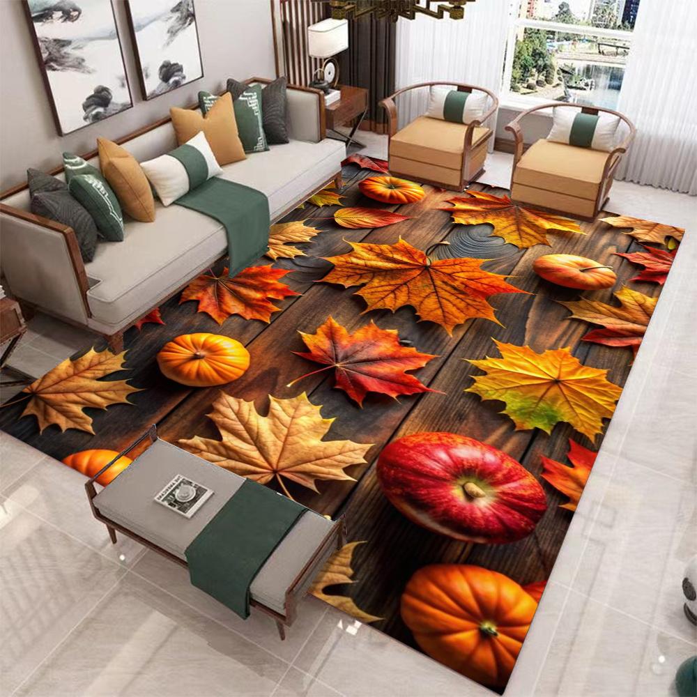 Halloween Pumpkin Decoration Large Carpet Bedroom Bathroom Floor Mat Bedroom Decoration Outdoor Pine Cone Maple Leaf Carpet