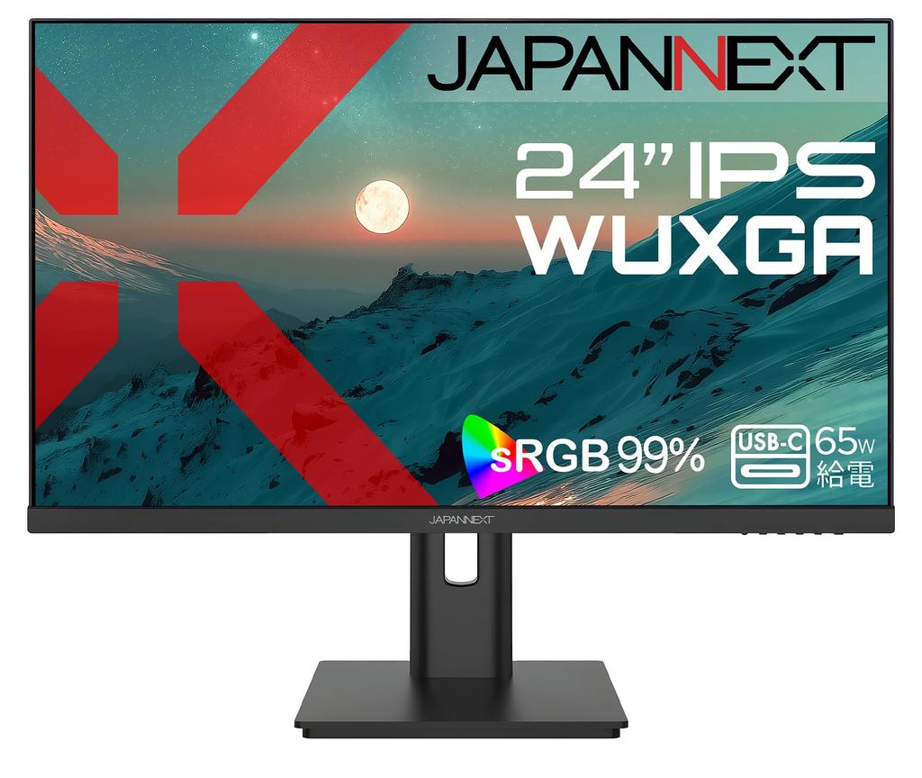 JapanNext IPS LCD Monitor WUXGA 65W Power Aspect Height and Pivot Support 24-inch JN-IPS24WX-HSPC6, (1920x1200) Resolution, HDMI, DisplayPort, USB-C