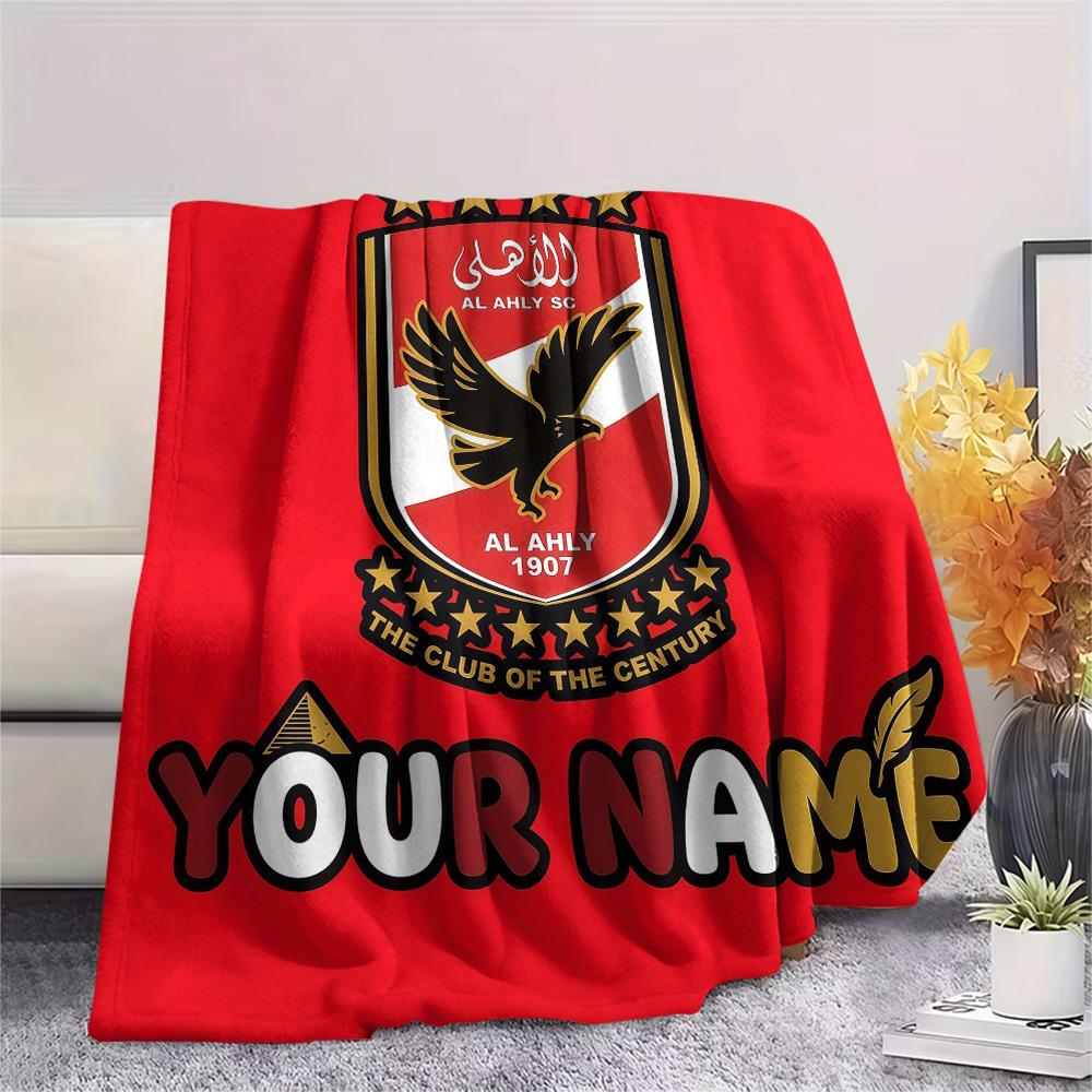 Custom Name Al Ahly SC Flannel Blanket, High Quality Comfortable for All Seasons, Home Decor, Warmth and Comfort