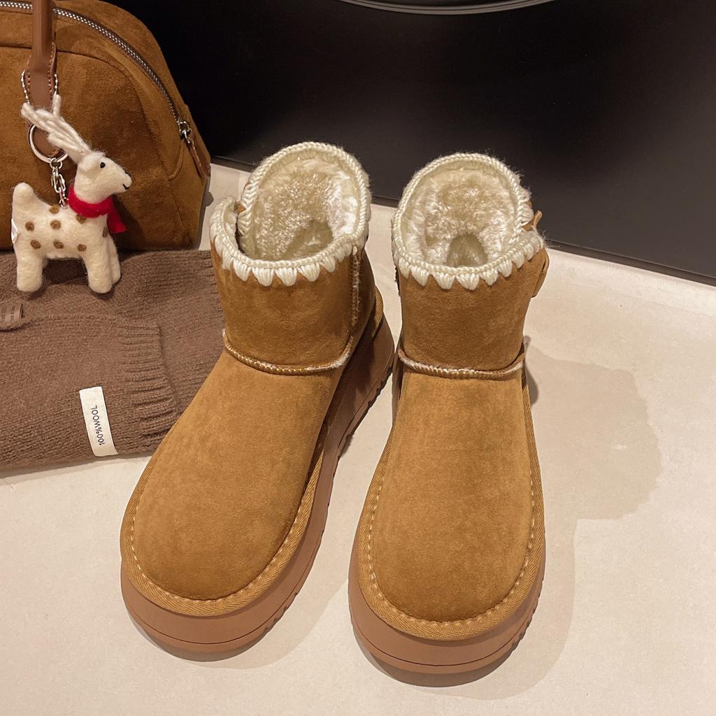 [Fanfna] thick-soled snow boots women's 2025 winter new women's short boots piled and thickened warm Northeast cotton shoes