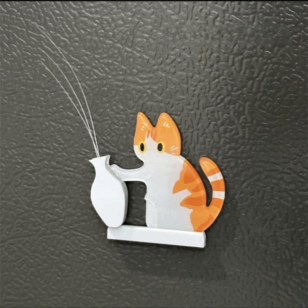 High Quality Acrylic Cat Whiskers Collection Ornaments Magnetic Cartoon Cat Refrigerator Sticker Cat Hair Storage Memorial Box